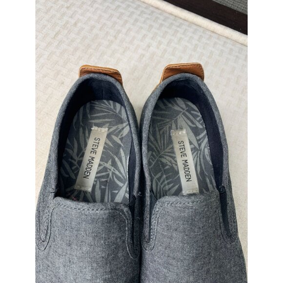 Steve Madden Mens Size 8 Gray Slip-On Shoes With Tan Accent - Picture 3 of 7